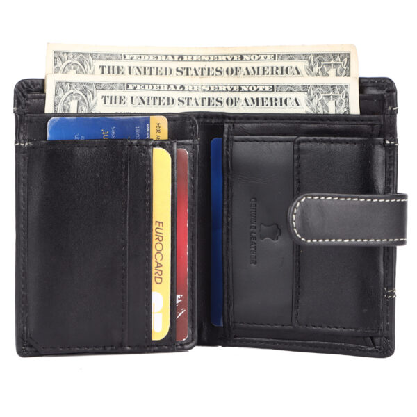 Men Trendy, Casual, Travel, Evening/Party Black Genuine Leather RFID Wallet (9 Card Slots) - Image 6