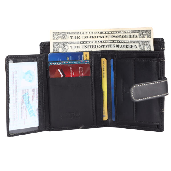 Men Trendy, Casual, Travel, Evening/Party Black Genuine Leather RFID Wallet (9 Card Slots) - Image 5