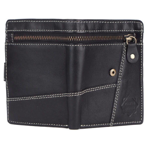 Men Trendy, Casual, Travel, Evening/Party Black Genuine Leather RFID Wallet (9 Card Slots) - Image 4