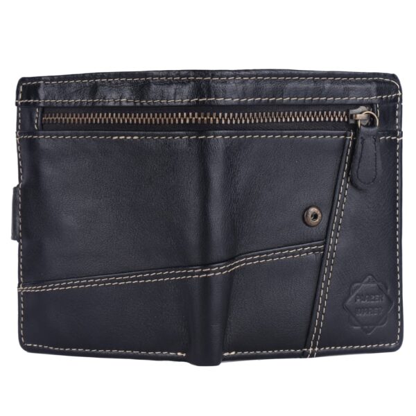 Men Trendy, Formal, Casual, Evening/Party Black Genuine Leather RFID Wallet (9 Card Slots) - Image 4