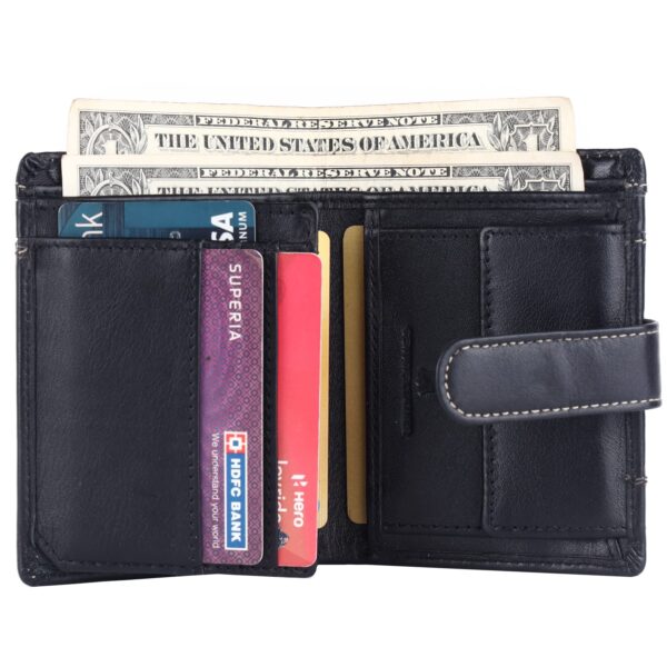 Men Trendy, Formal, Casual, Evening/Party Black Genuine Leather RFID Wallet (9 Card Slots) - Image 3